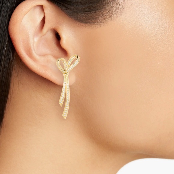 Kate Spade pavé bow drop earrings - Picture 2 of 3